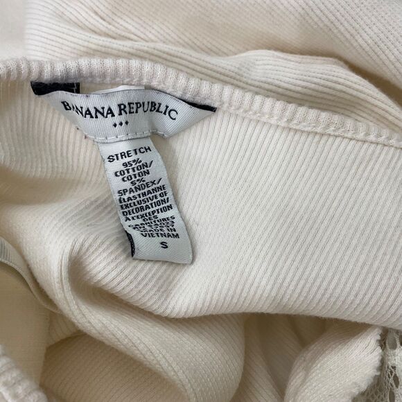 90’s Y2K BANANA REPUBLIC LACE-TRIM CAMISOLE TANK TOP  women’s S Ribbed - Picture 4 of 10